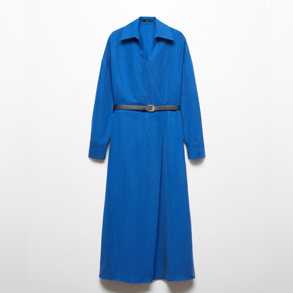 Mango Blue belt shirt dress NWT - Picture 2 of 5